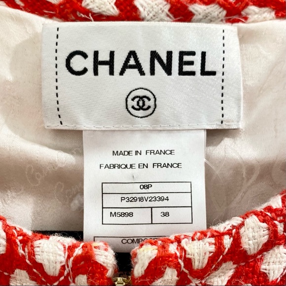 SOLD Authentic Chanel Red and White Tweed Dress size 38 - Picture 9 of 13